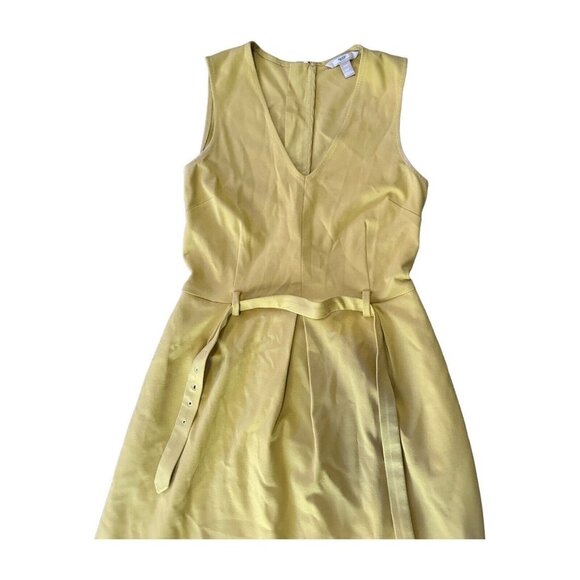 EUC Banana Republic Yellow Ponte Belted Dress Size  Petite OP - Picture 3 of 12